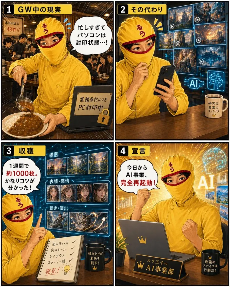 咖喱王子AI创业四格漫画