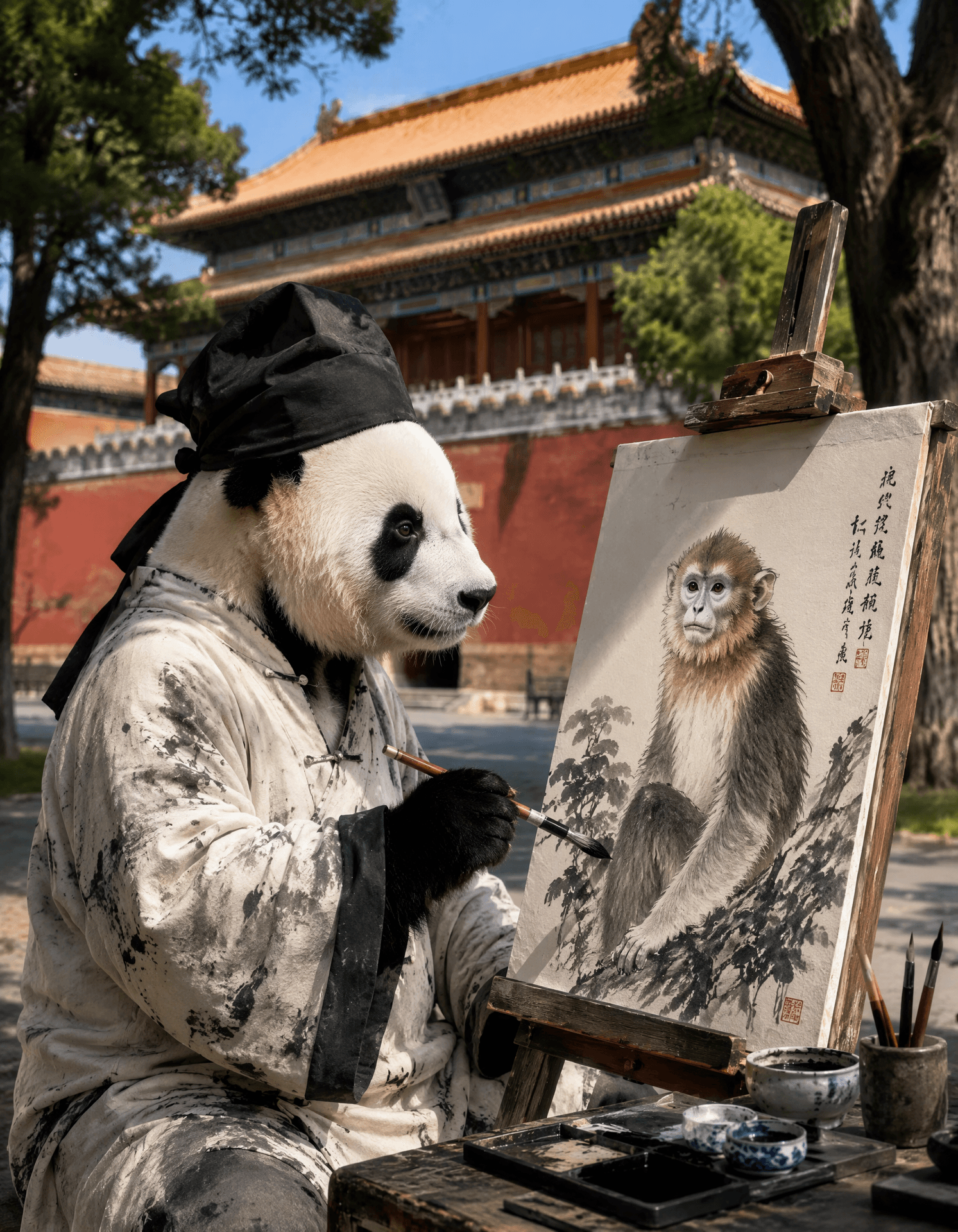 巴黎香榭丽舍的浣熊画家